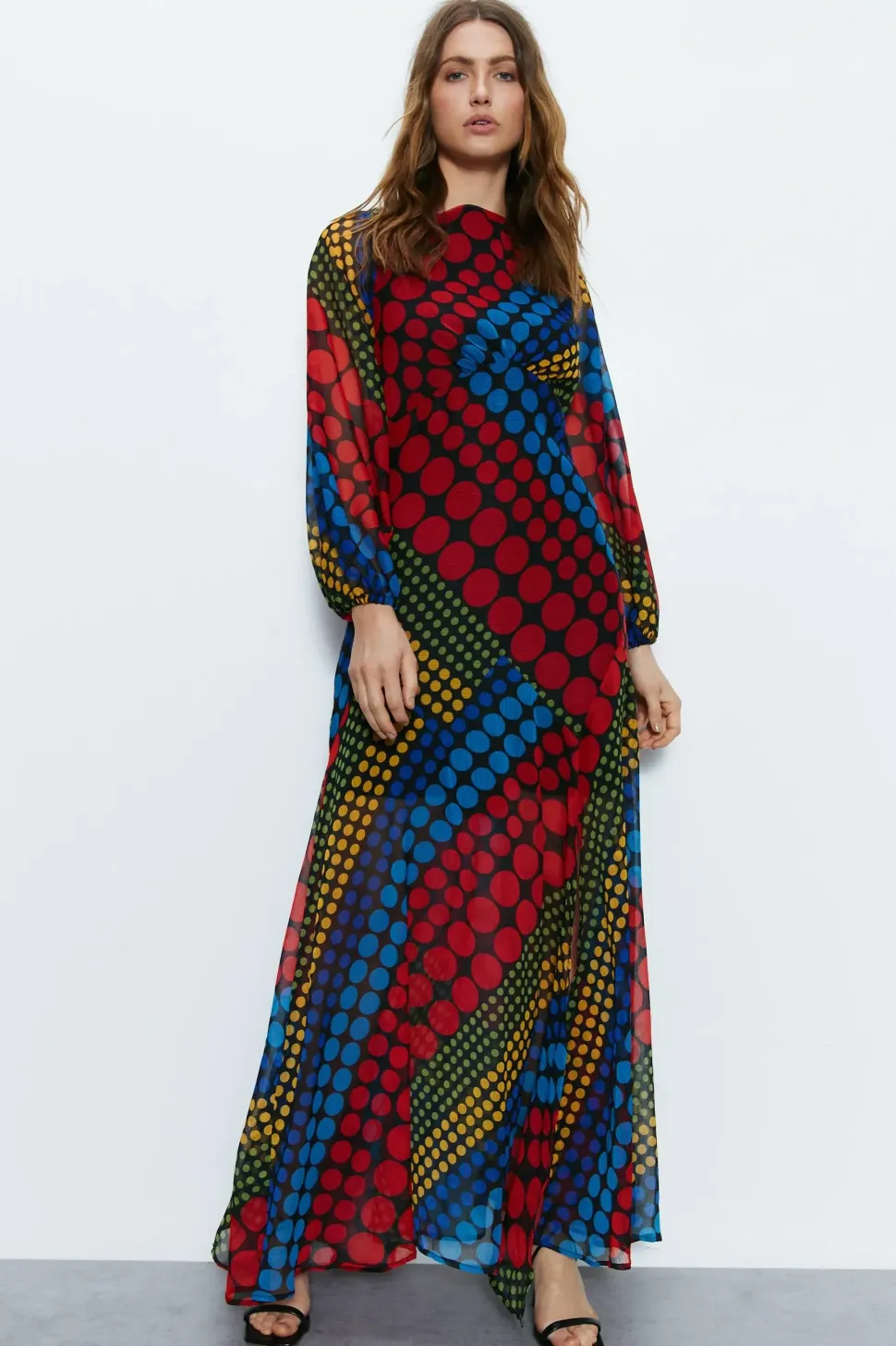 Mixed Spot Printed Midi Dress