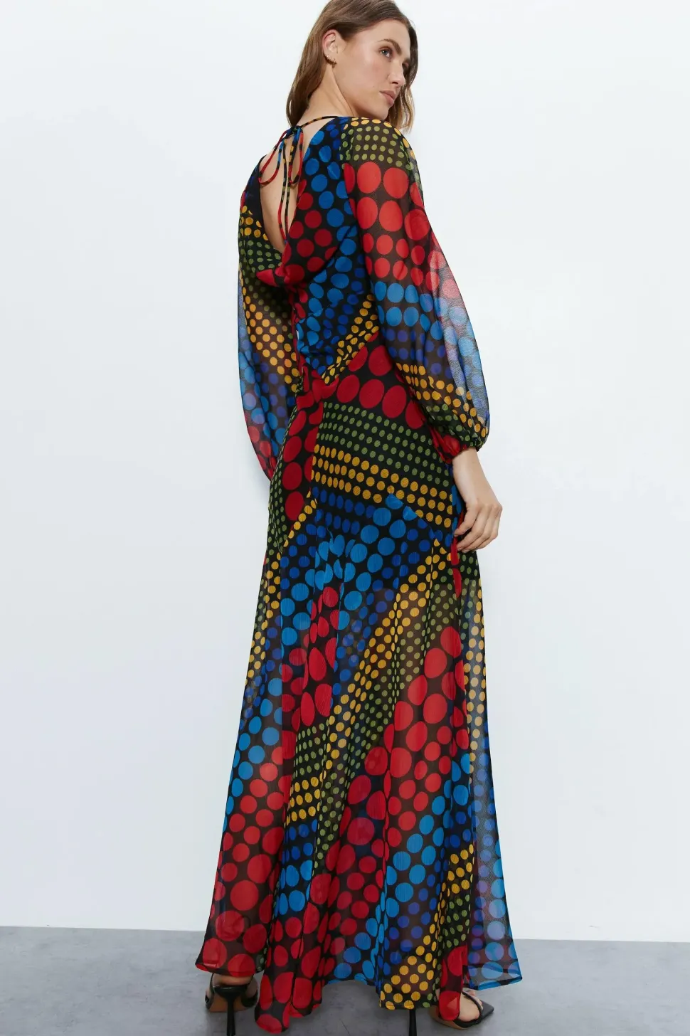 Mixed Spot Printed Midi Dress