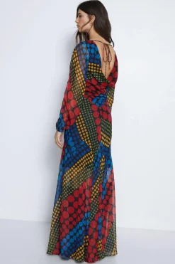 Mixed Spot Printed Midi Dress