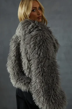 Mongolian Collared Faux Fur Coat
