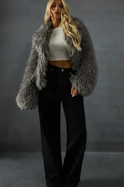 Mongolian Collared Faux Fur Coat