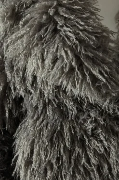Mongolian Collared Faux Fur Coat