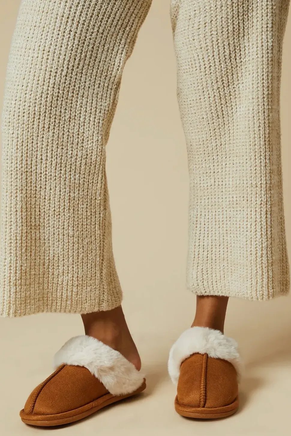Monica Suedette Faux Fur Lined Mule Slippers