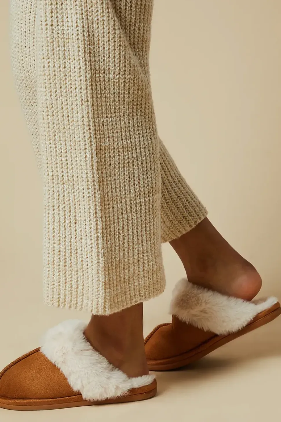 Monica Suedette Faux Fur Lined Mule Slippers