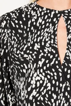 Mono Abstract Keyhole Long Sleeve Wrap Top