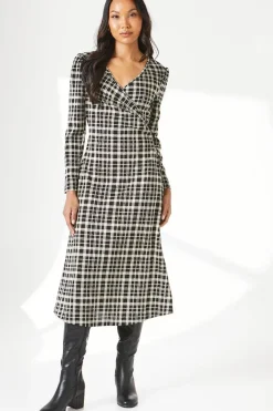 Mono Check Jacquard Wrap Dress