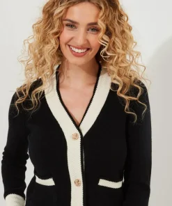 Monochrome Pocket Front Cardigan