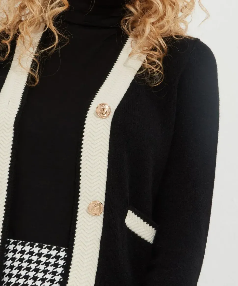 Monochrome Pocket Front Cardigan