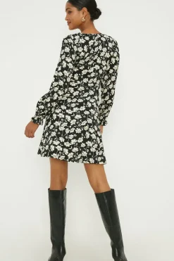 Mono Floral Mini Dress