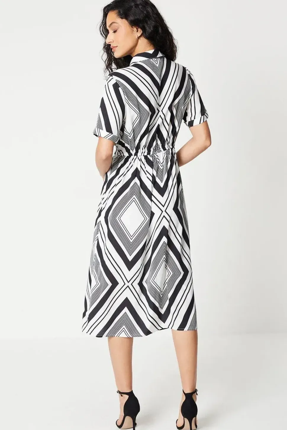Mono Geo Drape Shirt Dress