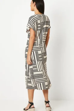 Mono Geo Printed Midi Dress