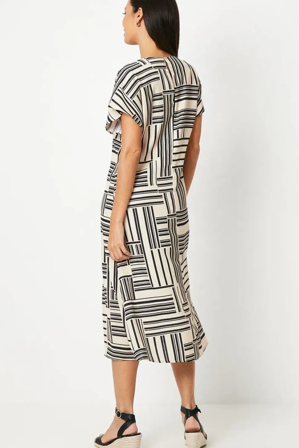 Mono Geo Printed Midi Dress