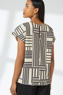 Mono Geo Print Short Sleeve Top