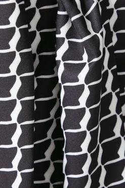 Mono Geo Twist Neck Midi Dress
