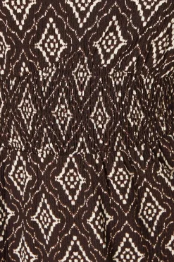 Mono Print Shirred Waist Mini Dress
