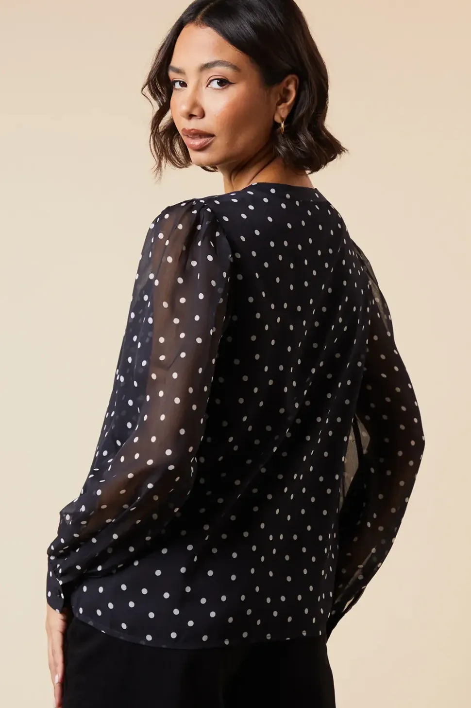 Mono Spot Chiffon Overhead Shirt