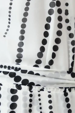 Mono Spot Pleat Neck Drape Midi Dress
