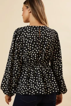 Mono Spot Tea Blouse