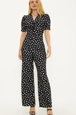 Mono Spot Twist Front Jumpsuit