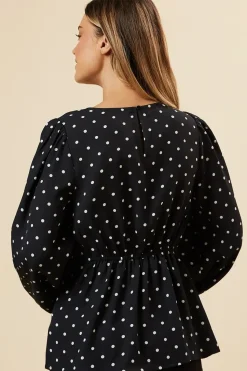 Mono Spot V Neck Tea Blouse