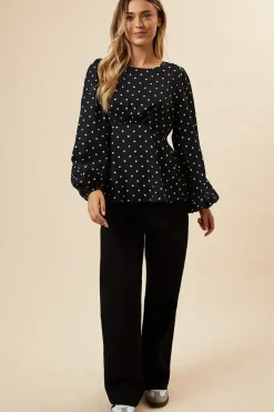 Mono Spot V Neck Tea Blouse