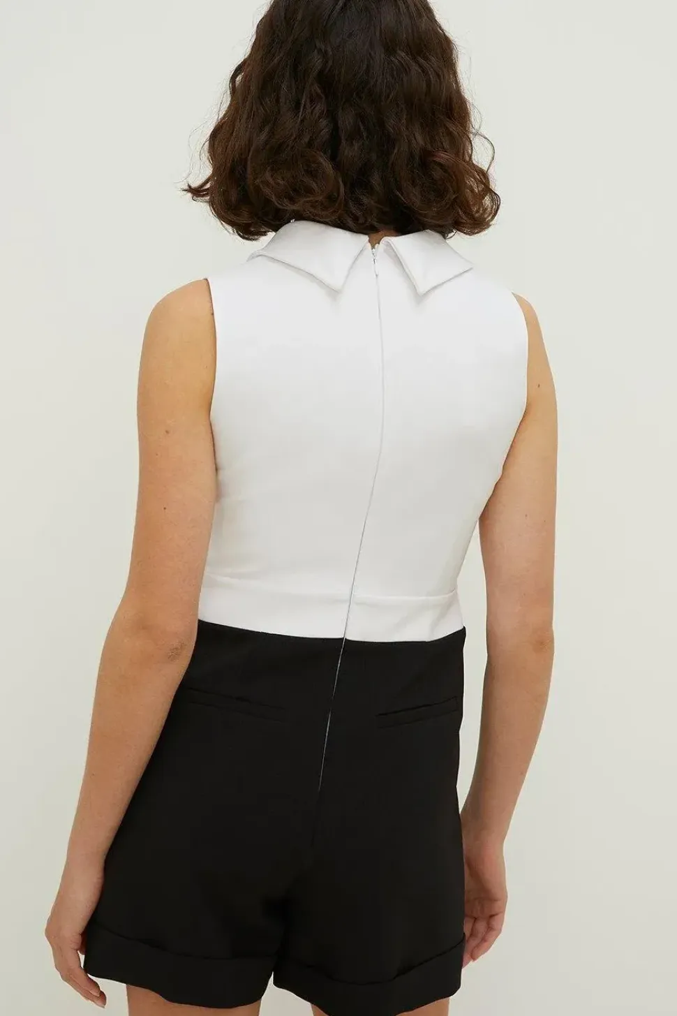 Mono Textured Crepe Bow Detail Playsuit