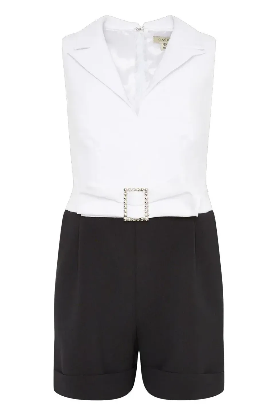Mono Textured Crepe Bow Detail Playsuit