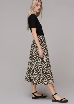 Mountain Zebra Tiered Skirt-Animal Print
