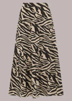 Mountain Zebra Tiered Skirt-Animal Print