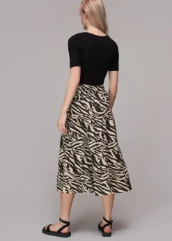 Mountain Zebra Tiered Skirt-Animal Print