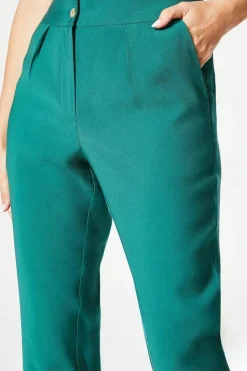 Navy Button Detail Tapered Trouser