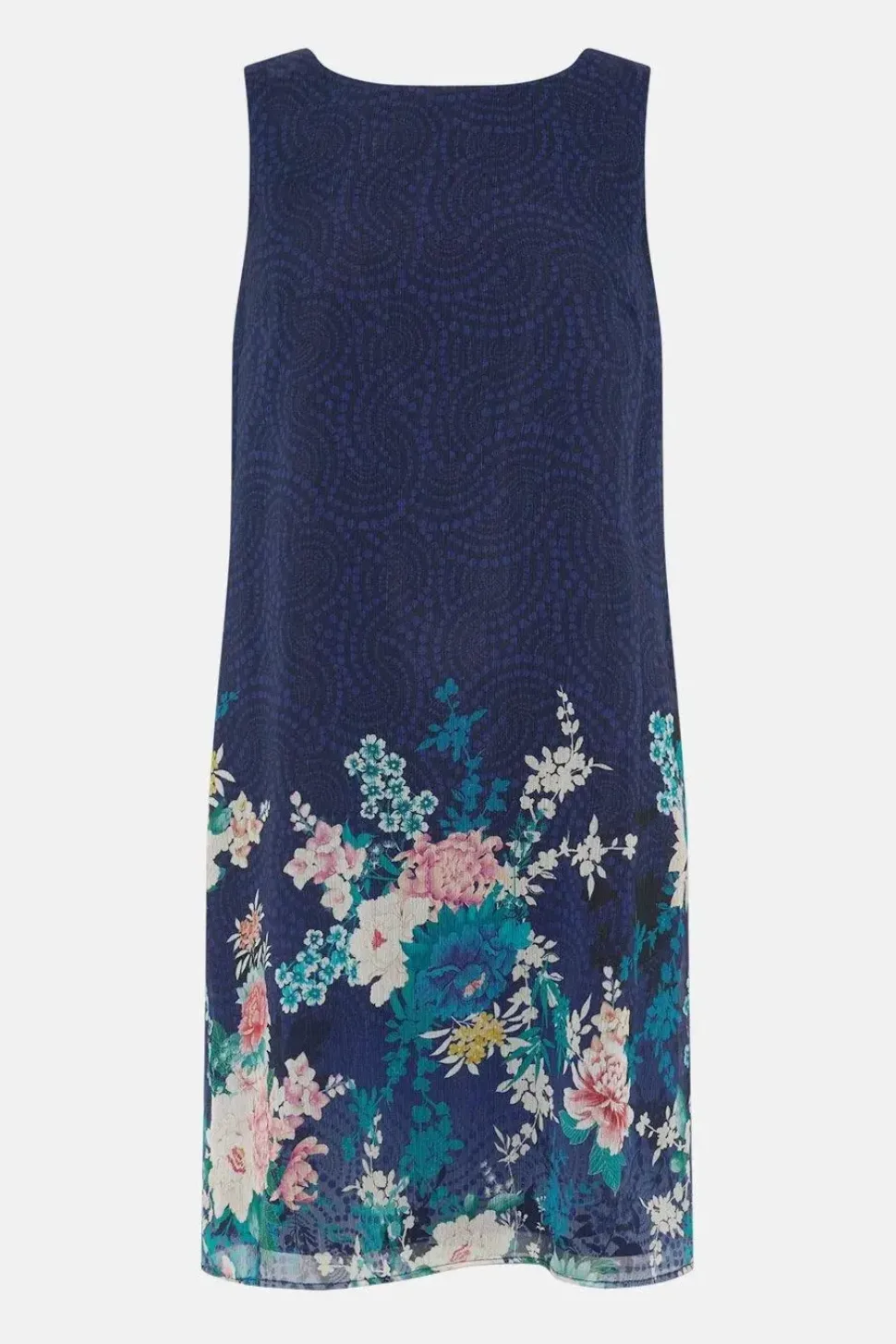 Navy Floral Border Shift Dress