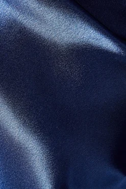 Navy Keyhole Detail Satin Top