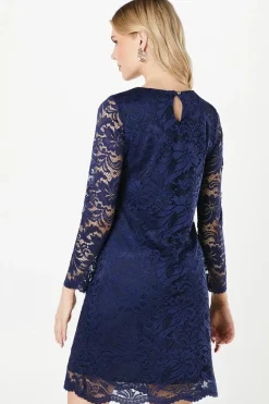 Navy 3/4 Sleeve Lace Dress