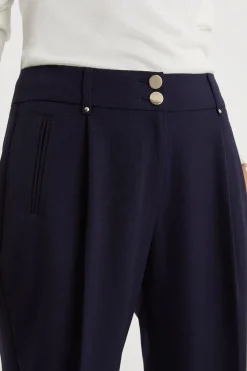 Navy Smart Tapered Leg Trousers