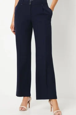 Navy Smart Wide Leg Trousers