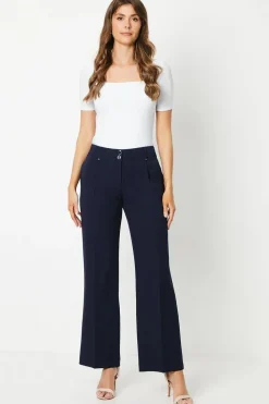 Navy Smart Wide Leg Trousers