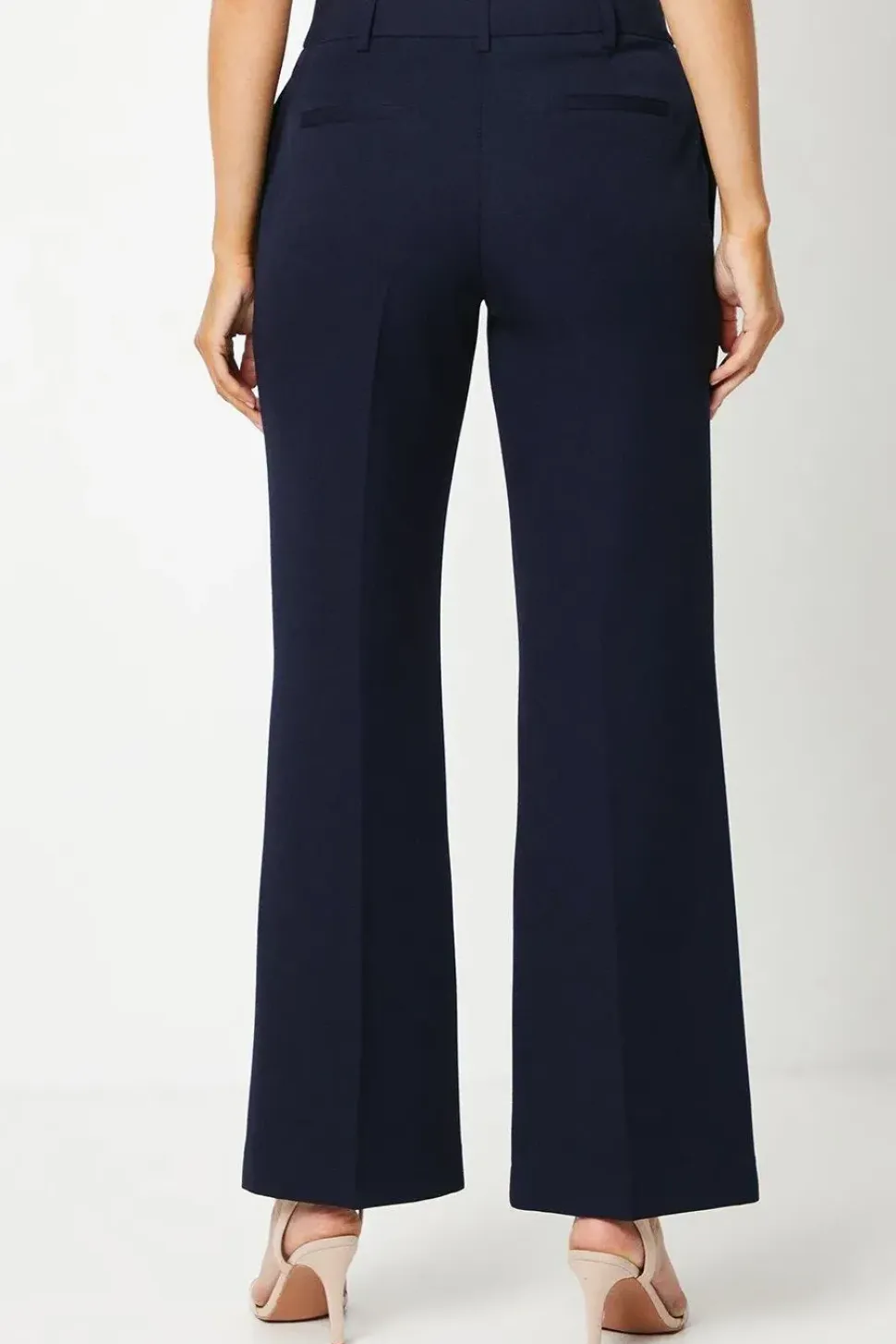 Navy Smart Wide Leg Trousers