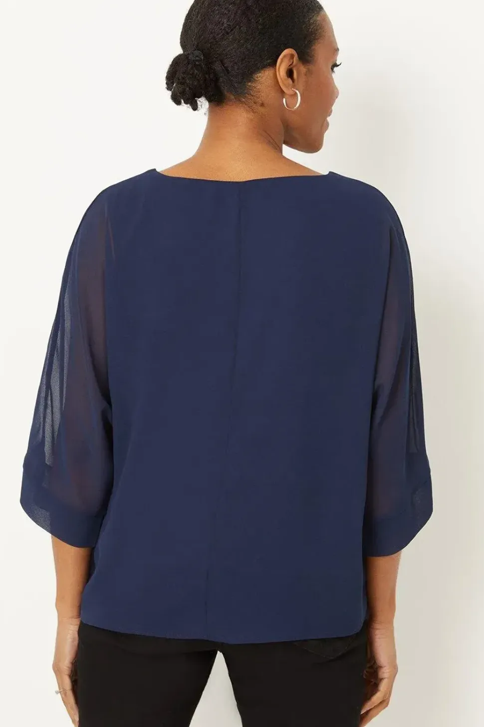 Navy V Neck Overlayer Top