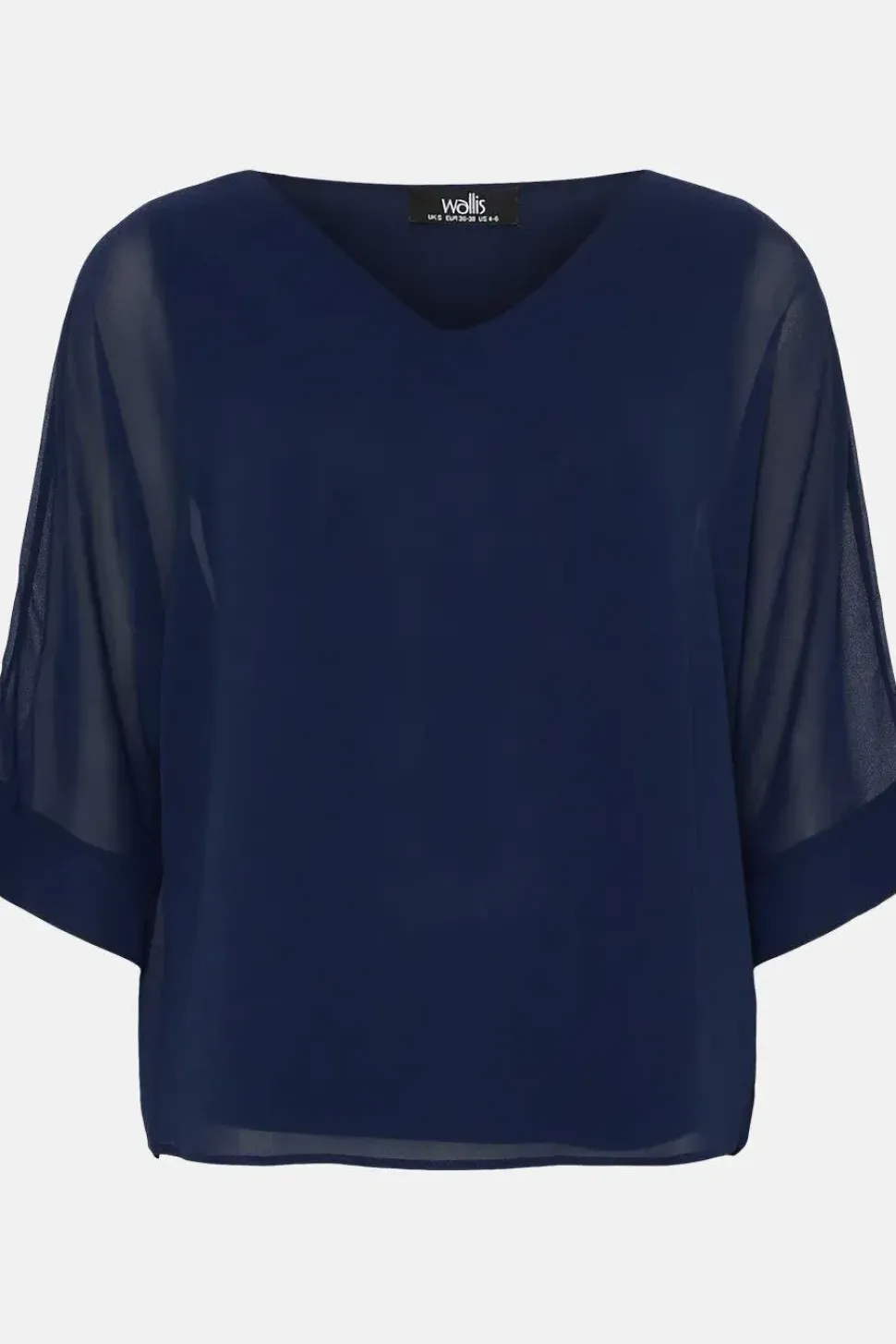 Navy V Neck Overlayer Top