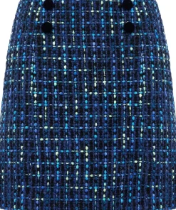 Neon Detail Textured Tweed Mini Skirt