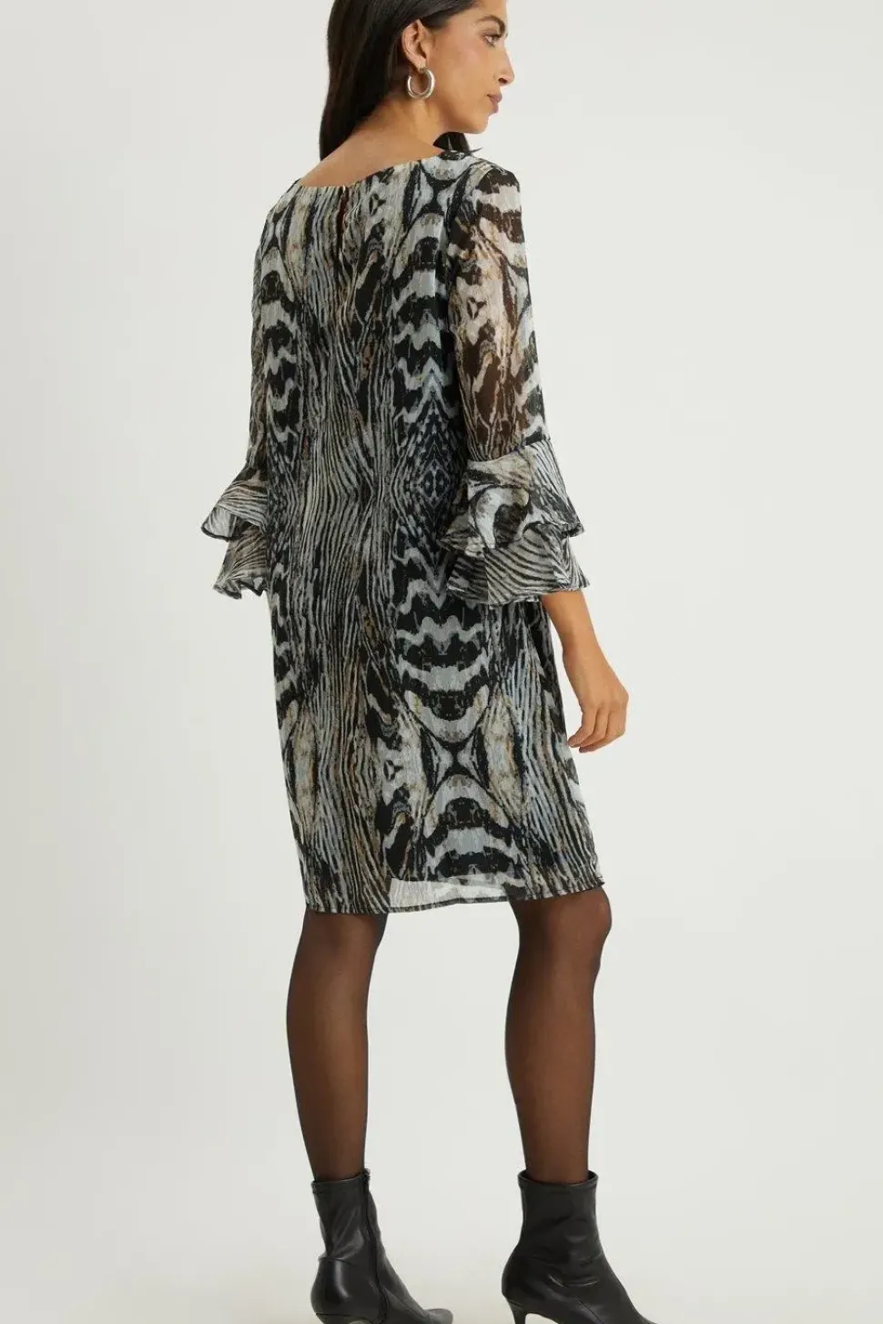 Neutral Animal Fluted Shift Dress