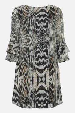 Neutral Animal Fluted Shift Dress