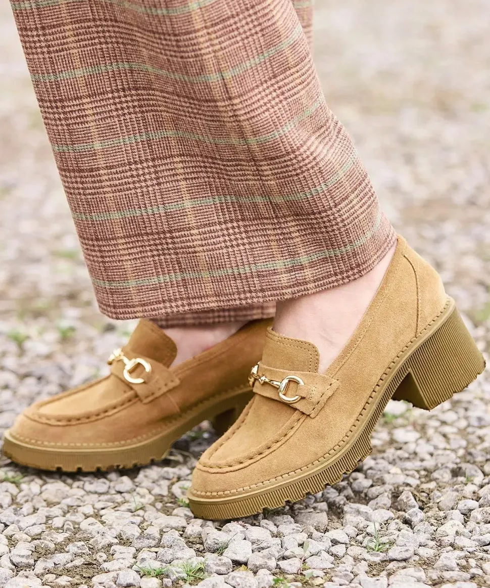 Neutral Horsebit Trim Chunky Suede Loafer