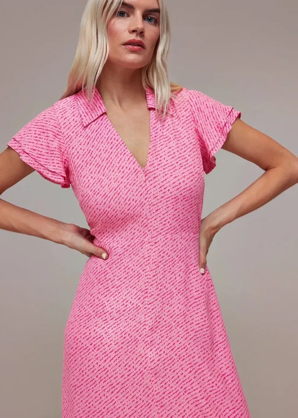 Nina Diagonal Fleck Midi Dress-