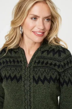 Nordic Print Zip Front Hooded Cardigan