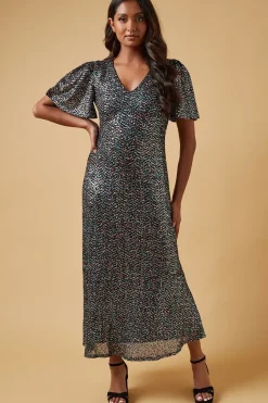 Occaison Sequin Flare Sleeve Midaxi Dress