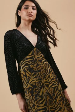Occasion Animal Spot Bodice Midi Dress