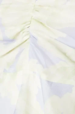 Occasion Blue Floral Organza Cold Shoulder Mini Dress