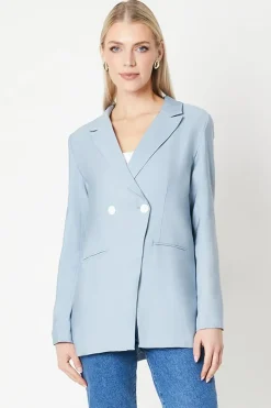 Occasion Button Detail Split Front Double Breasted Blazer